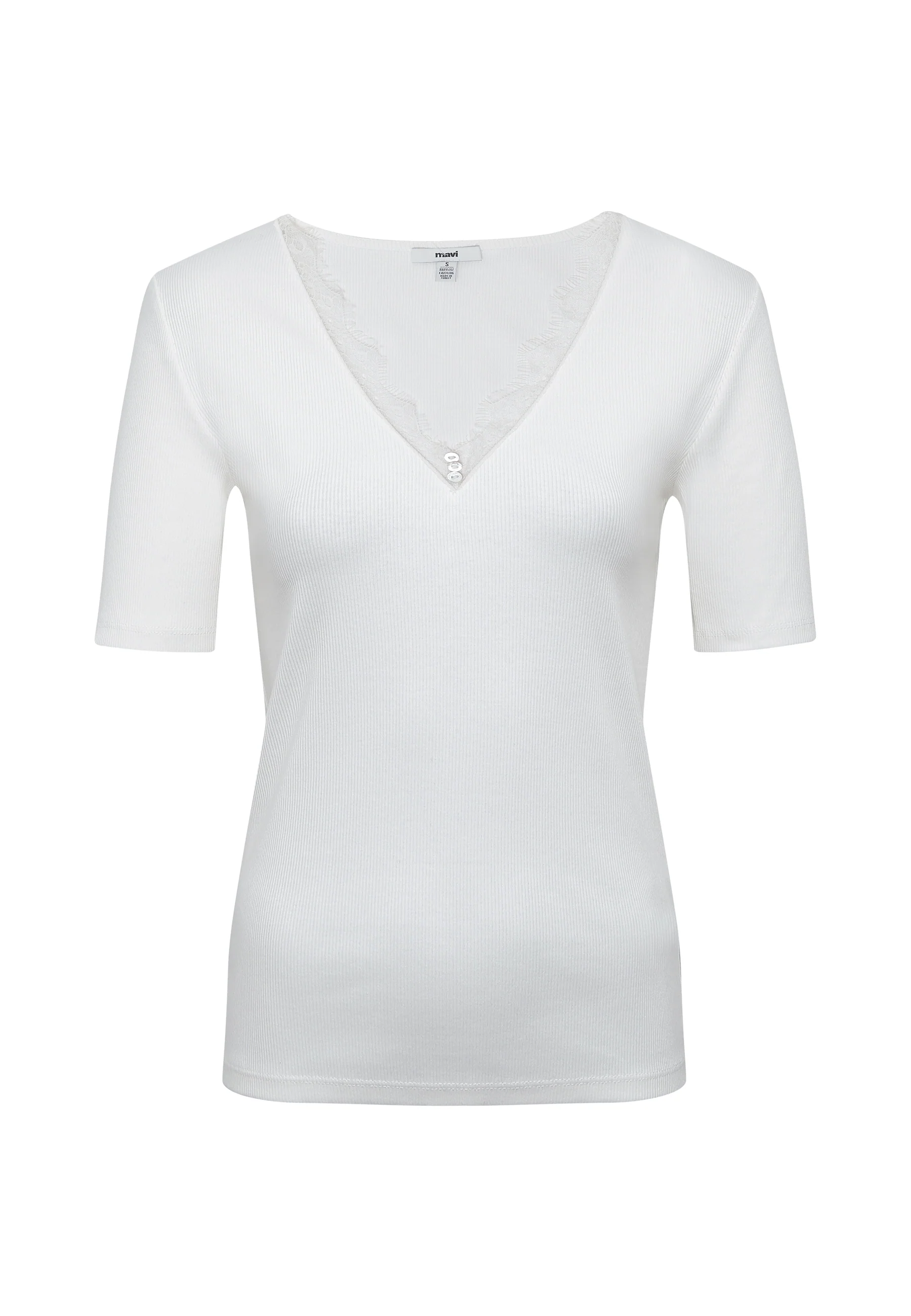 V NECK FASHION JERSEY | Top mit Spitze - Image 8